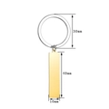 Polished gold rectangular bar keychain with 30mm ring and 40x10mm pendant size details - Gold External Hole Bar 40mm (BYSQ008)