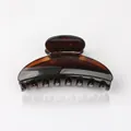 Elegant tortoise shell amber pattern hair claw clip for women made of premium resin - Dark Coffee Stripe