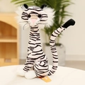 Realistic white tiger plush toy with black stripes and long tail in sitting position - Black White Tiger / 25cm