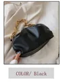 Sac nuage noir plissé chic avec bandoulière chaîne dorée épaisse et finition cuir - Noir