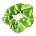Premium satin scrunchie in fluorescent green silk fabric with shiny pleated design - Grass Green