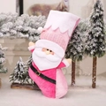 Rosa Plüsch-Weihnachtssocke mit 3D-Weihnachtsmann-Puppe für festliche Baumdekoration - Rosa Weihnachtsmann / Rosa