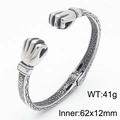 Brazalete retro de acero inoxidable con diseño de puño y grabados florales en plata - Diseño de Puño (KB184795-KJX) / Color Acero