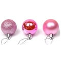 Palline di Natale rosa con finiture glitterate, lucide e opache e gancio argento - Rosa / 3cm