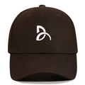 Dark brown cotton baseball cap featuring a white geometric embroidered logo - Adjustable / Coffee
