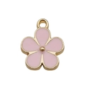 Ciondolo a fiore in smalto rosa con lega dorata per gioielli fai-da-te e portachiavi - Rosa - 1 Pezzo di Fiore