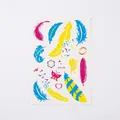 Waterproof temporary tattoo stickers DKCS-028 featuring colorful feathers and birds - Fluorescent DKCS-028