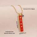 Goldene Edelstahlkette mit rotem rechteckigem Anhänger und blauem Evil Eye Talisman - Roter Marmor