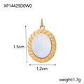 Detalle del colgante ovalado bañado en oro de 14K con nácar blanco y bordes trenzados - Nácar Ovalado-XP14429D0W0