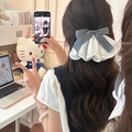 Pinza para el pelo con lazo azul grisáceo y borde de encaje blanco para peinados dulces - Encaje Gris