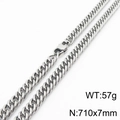 Silver stainless steel curb link chain necklace in 710x7mm size weighing 57g - 7mm x 710mm(KN232959-ZZ)