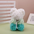 25cm gradient foam rose bear in white, light green and cyan with a grey ribbon bow - 23CM Naked Bear (Without Box) / Blue Gradient