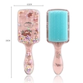Pink cartoon cushion hairbrush with love pattern and colorful beads decoration - 01-Love Rose Pink