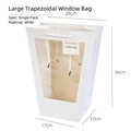 White large trapezoid paper gift bag with transparent window and decorative tag - Large Trapezoidal White
