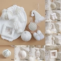 Set di eleganti decorazioni natalizie bianche con perle e trame in maglia - Bianco Stile B (8 pezzi)