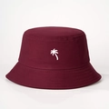 Classico cappello a secchiello bordeaux con ricamo di palma bianca in cotone di qualità - Taglia unica / Borgogna