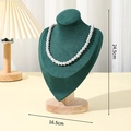 Necklace bust stand with dark green velvet finish and solid wood base for jewelry display - Medium Size Green