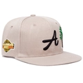 Casquette snapback beige en sergé avec broderie A noire et écusson de l'aéroport de LA - Réglable / Kaki