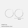 Minimalist 40mm silver stainless steel hoop earrings with lightweight 5.6g design - 40mm / Steel