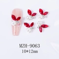Details zum roten 3D-Schmetterling Nagelschmuck MZH-9063 mit Strass und Perlen 10x12mm - Stil 9063