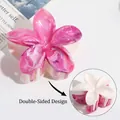 Pink and cream marble patterned double-sided flower hair claw clip for women - Two-tone Rose Red Flower