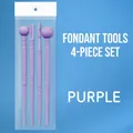 Purple 4-piece plastic clay sculpting tool set with double-ended indentation ball tips - 4-piece Petal Stick Set (macaron Purple)