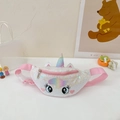 Cute kids unicorn waist bag with white iridescent sequins and pink adjustable strap - Pink