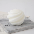 White spiral spherical geometric scented candle measuring 5.7cm by 5cm for home decor - Horizontal Spiral / White (Tuberose)