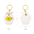 White rabbit leather key cover keychain with lemon accent and golden metal ring - Lemon Rabbit