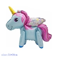 Standing 3D unicorn foil balloon in light blue and gold, size 51x58cm for party decor - Blue Unicorn with Wings-51*58cm