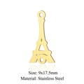 Golden Eiffel Tower stainless steel pendant charm 9x17.5mm for DIY jewelry making - Eiffel Tower (5 Pcs/Pack) / Gold
