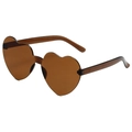 Lunettes de soleil sans monture en forme de cœur couleur marron translucide - Brun Foncé