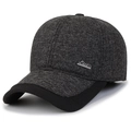 Berretto da baseball invernale da uomo grigio scuro con visiera nera e paraorecchie - Grigio Scuro Con Etichetta a Lettera