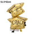 Golden graduation cap aluminum balloon with Grad lettering and congrats message - Graduation Gold Double Hat Balloon
