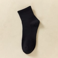 Classic black mid-calf ribbed cotton socks in a soft texture for daily casual wear - One Size / Crew Sole Elastic Black
