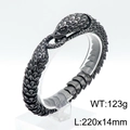 Antique silver hip hop snake bracelet in stainless steel showing scale details and dimensions - Antique Black Ouroboros Style (KB144343-KJX)