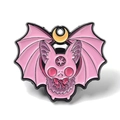 Broche en émail chauve-souris rose avec lune et étoiles pour décoration de col femme - Chauve-souris Rose Mauve