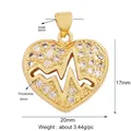 Goldener Herzanhänger mit Mikro-Zirkonia-Besatz und Herzschlag-Motiv für DIY-Schmuck - L196079-Gold EKG Herz