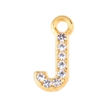 Macro shot of gold alloy letter J pendant with sparkling crystal rhinestones inlay - Letter J-Gold