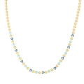 Gold-plated stainless steel necklace with blue enamel heart links in a luxury vintage style - Gold Blue