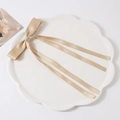 Champagne satin ribbon bow hair clip with long streamers on ceramic plate - Ribbon Duckbill Clip / Apricot