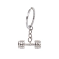 Portachiavi a manubrio in argento lucido realizzato in lega per gli amanti del fitness - D1331-1 Portachiavi