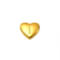 Golden heart-shaped titanium steel bead with letter I engraving and 2.0mm hole - Letter I Style (S-P143-I)