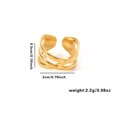 Detail view of 18k gold plated stainless steel layered ring with size and weight specs - Adjustable Open / Multi-layer Crossover Line Ring (TYGR0075)