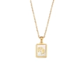 Gold necklace with shell rectangle pendant featuring a 3D Virgo zodiac sign symbol - Virgo