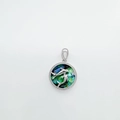 18K gold-plated dolphin pendant with iridescent green-blue shell inlay and silver finish - Dolphin-Platinum(Abalone Shell)