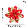 Rote und goldene 14cm künstliche Weihnachtsblume mit Glitzerblättern für Tannenbaumschmuck - Rot mit goldenem Glitzer