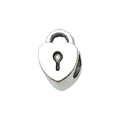 Silver heart lock charm bead with keyhole design for DIY bracelet making projects - 1pc Heart Lock