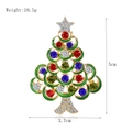 Christmas tree brooch with multi-color crystals and gold finish, size 5cm x 3.7cm - xz4180 Christmas Tree