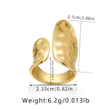 Detail view of 18K gold plated ring with hammered texture and dimensions labeling - Adjustable Open / Irregular Hammered Style (KR0035)